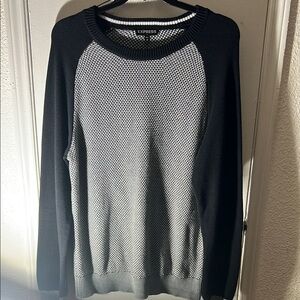 Express Men's Black and Gray Crewneck Sweater